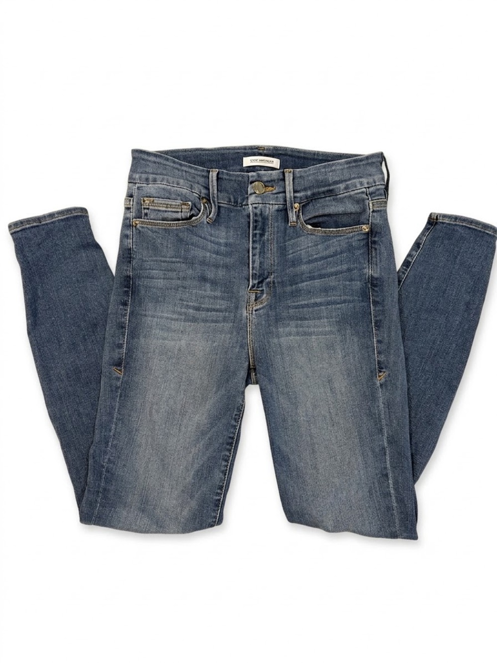 Good American Good Legs Skinny Jeans Size 28 High Waist Distressed Back Pockets